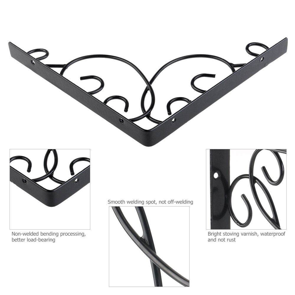 WINOMO Pack of 4 Decorative Iron Wall Mounted Shelf Brackets for Set Top Box