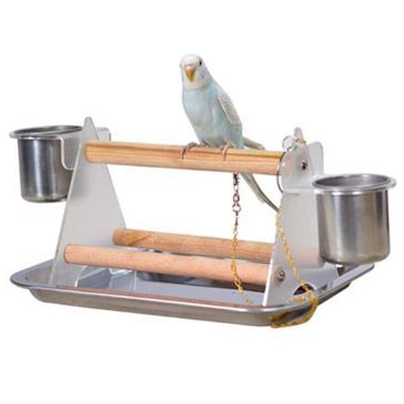 Bird Play Stand Cockatiel Playground Gym Playpen Triangular Bird Stand Racks Feeder for Small Medium Parrots