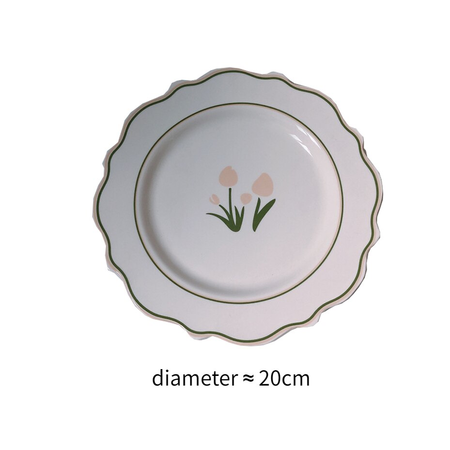 LadyCC-plato Vintage de cerámica para comida, vajilla de cerámica, utensilios de cocina, vajilla de porcelana, plato de comedor: B