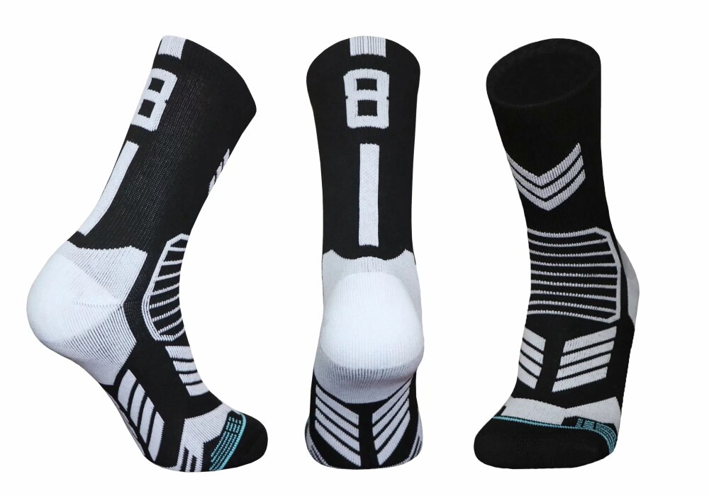 Freies kollokation 0-9 anzahl Basketball Socken Dicke Sport Radfahren Socken Nicht-rutsch Langlebig Skateboard Handtuch Boden Socken: 8 black 1pcs