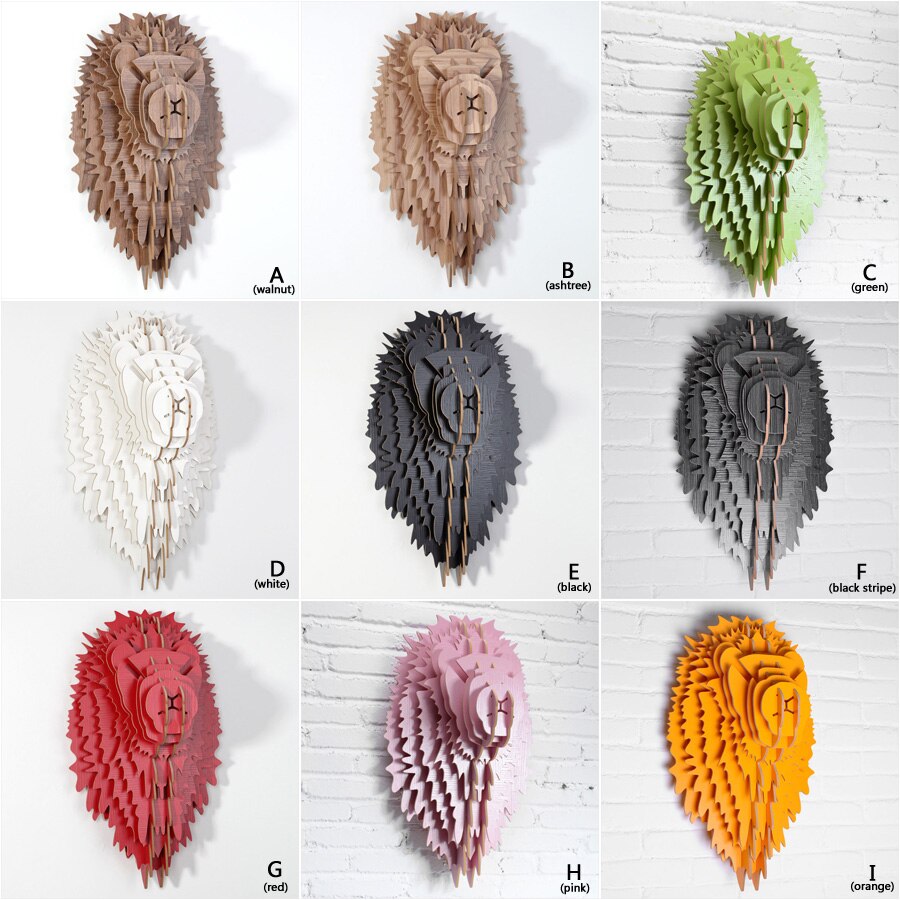 Nordic Stijl Woondecoratie Hout Leeuwenkop Muur Opknoping Voor Art Wanddecoratie Hout Dieren Hoofd Ambachten Voor Moderne Thuis Decor
