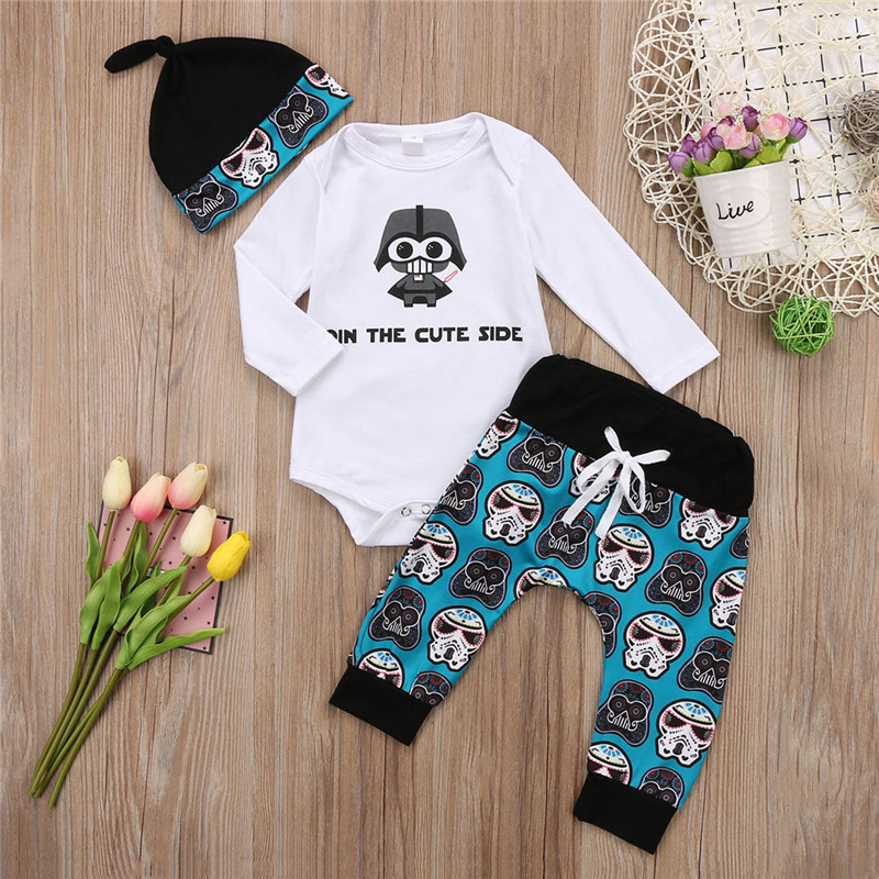 CANIS-Conjunto de ropa navideña para niños pequeños, Tops de dibujo Niño, mono pantalones gorro, 3 uds.,: 6 meses