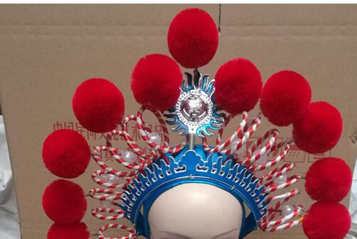 Sombrero de ópera tradicional china para mujer, sombreros de corona de bola de seda para actuación de ópera de Peking, fotografía antigua, Cosplay de Halloween: hat