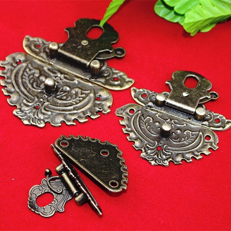 Antieke Vergrendelingen Vangsten Hasps Effen Sluiting Buckles Agraffe Kleine Lock Voor Houten Doos Hardware, Vintage Hart Sloten