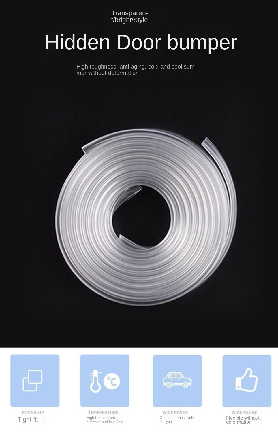 5M Car Anti-collision Strip U Type Universal Anti-collision Strip Door Edge Transparent Invisible Scratch Protector