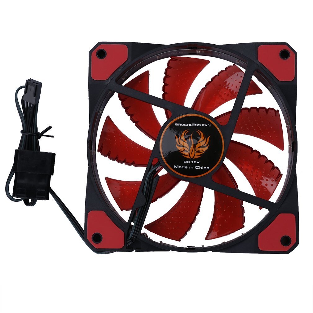 120mm ledet ultra stille datamaskin pc vifte 15 lysdioder 12v med gummi stille molex kontakt lett installert vifte: Rød
