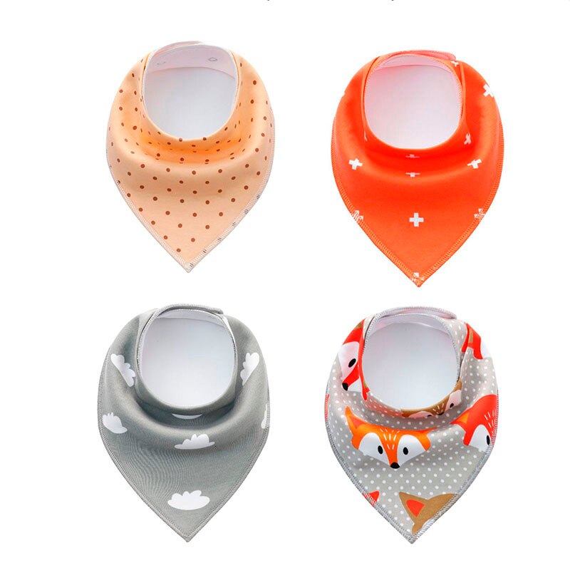 Bandana suave y cómoda de algodón 100% orgánico para bebés, Baberos ajustables con broches para Saliva, lote de 4 unidades