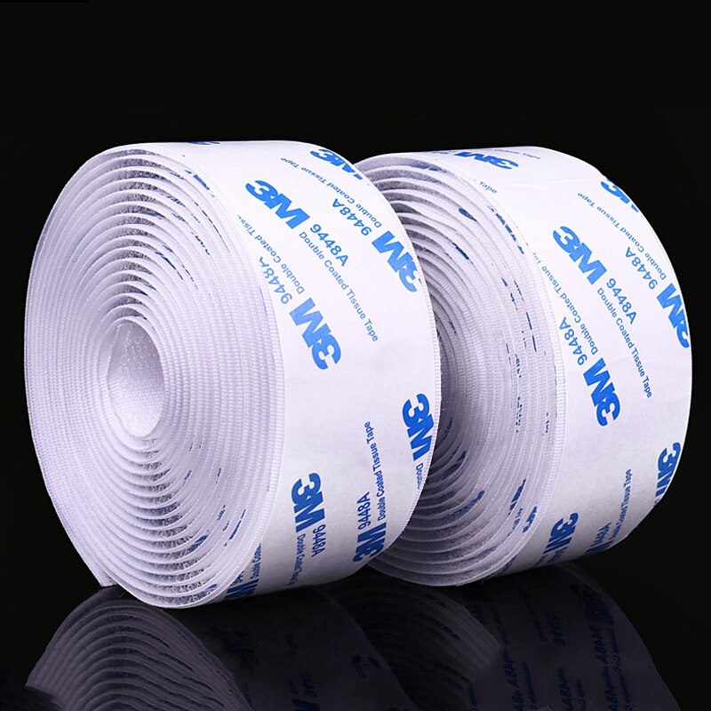 3M Glue Strong Glue Self Adhesive Hook and Loop Fastener Tape Nylon Sticker Adhesive for DIY 16/20/25/30/40/50mm: white / 2.5x300cm