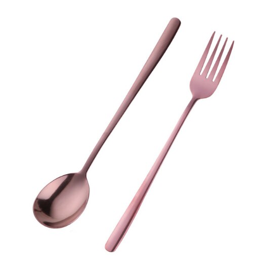 2 Teile/satz Gold Dessert Löffel Gabel 18/0 Edelstahl Bunte Party Dessert Suppe Löffel Set Kreative Kuchen Werkzeug Geschirr: brown set