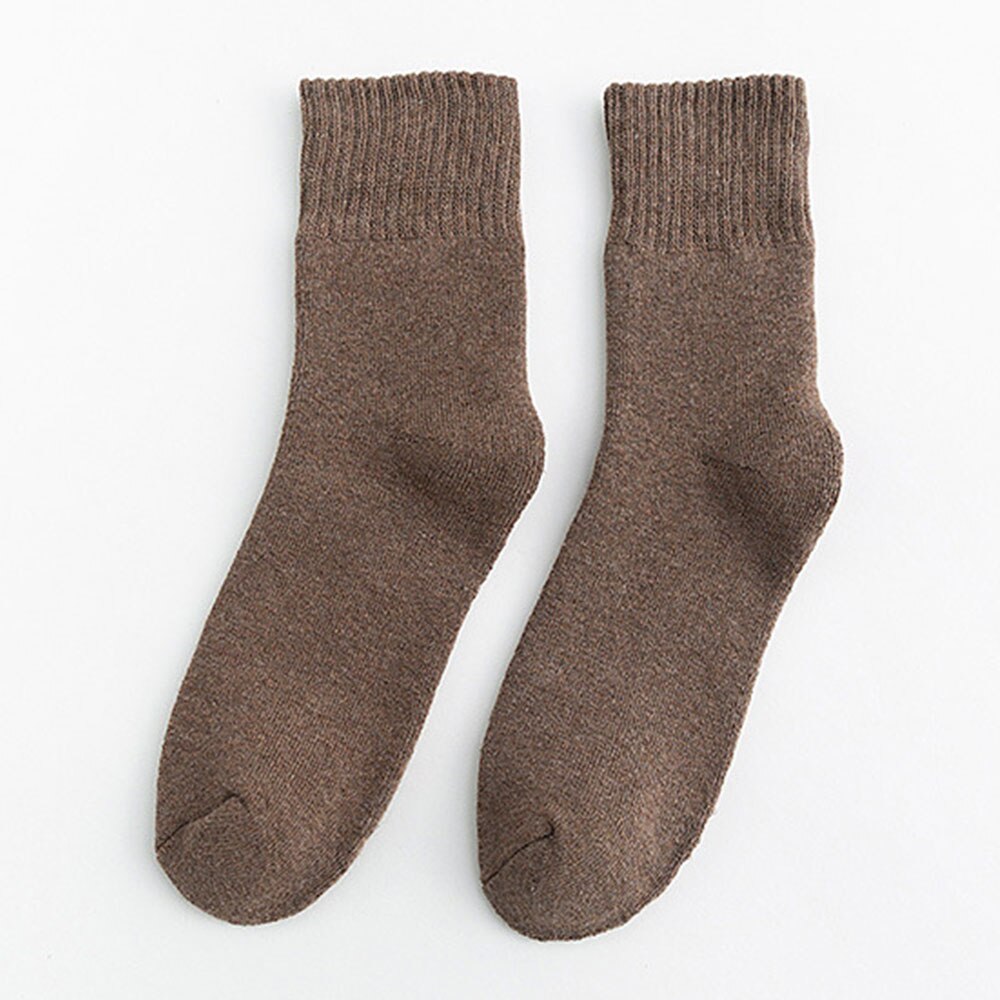 Unisex super tykkere solide sokker merino uld kaninsokker mod kold sne rusland vinter varm sjov glad mandlige mænd sokker: Brun