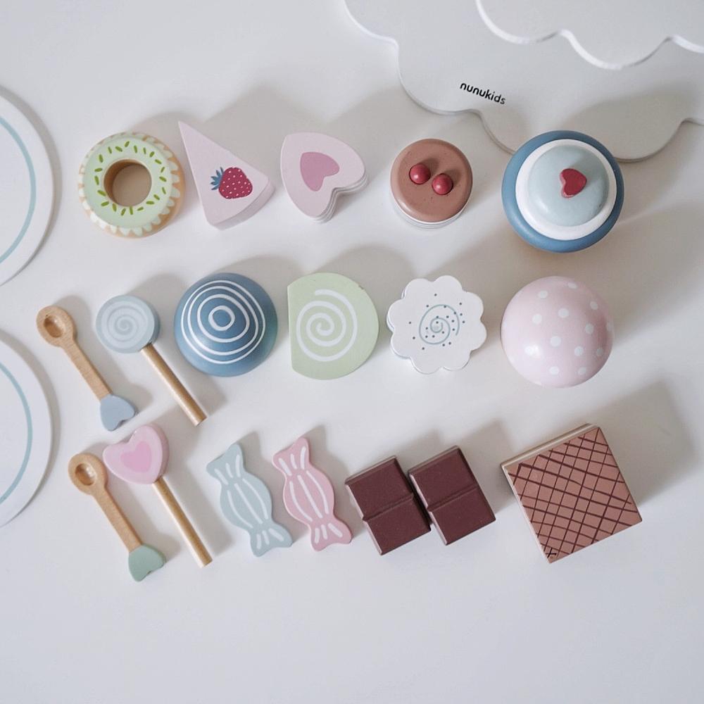 Simulazione in legno per bambini pomeriggio Tea Cake Set fai da te cucina finta gioca giocattoli educativi per l'apprendimento precoce per bambini regalo di capodanno