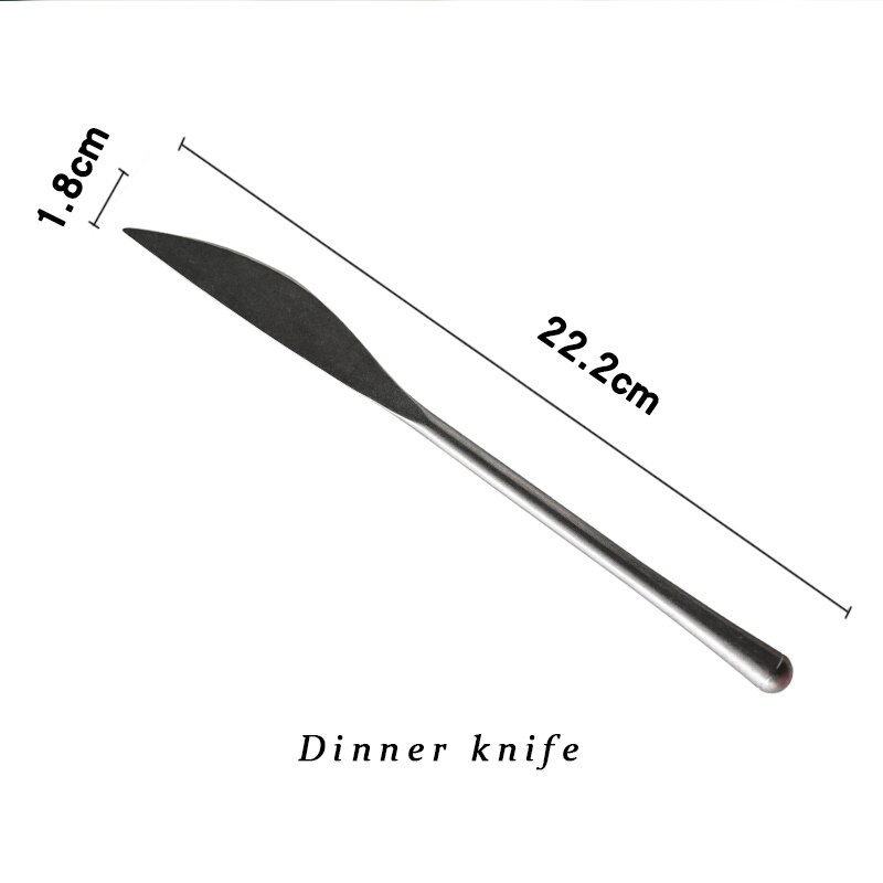 Silber 304 Edelstahl Westlichen Besteck einstellen retro Abendessen Messer Gabel Löffel einstellen Spezielle Gabeln Kaffee Tee Löffel Obst Gabel: Schwarz