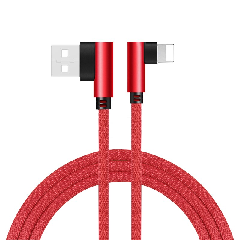 Rock 90 Graden Snel Opladen Usb Kabel Voor Iphone 12 6 6S 7 8 X Xs 11 Pro Max 5 5S Se Ipad Oorsprong Koord Draad Iphon Lader Kabel 2M: Rood / 1M