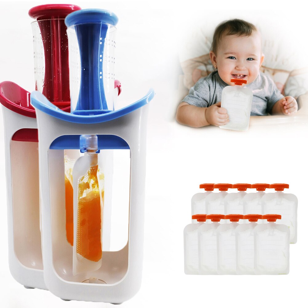 Squeeze Fruit Juice Station And Pouches Feeding Kit Baby Food Storage Containers Free Newborn Food Maker Set