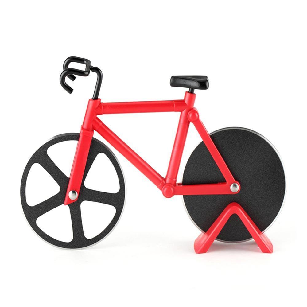 Rustfri stål pizzakniv tohjulet cykelværktøjskærer skærecykel rund form pizzaknive pizzakniv pizz  f0 f 4