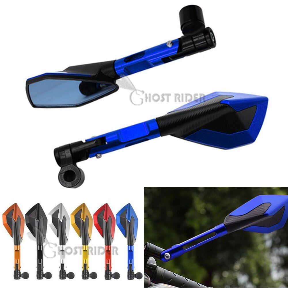 Misura Per FZ1 FZ8 Fazer FZ1N FZ6 N/S/R XJ6/Diversion Manubrio Moto In Alluminio CNC Specchi Retrovisori Specchio Antiriflesso Blu
