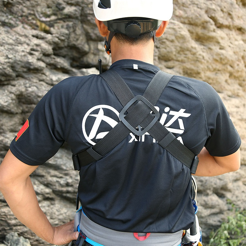 Rock Climbing Chest Harness, Chest Shoulder Strap Replacement for Caving Downhill, Outdoor Sports Safety Equip with Hook