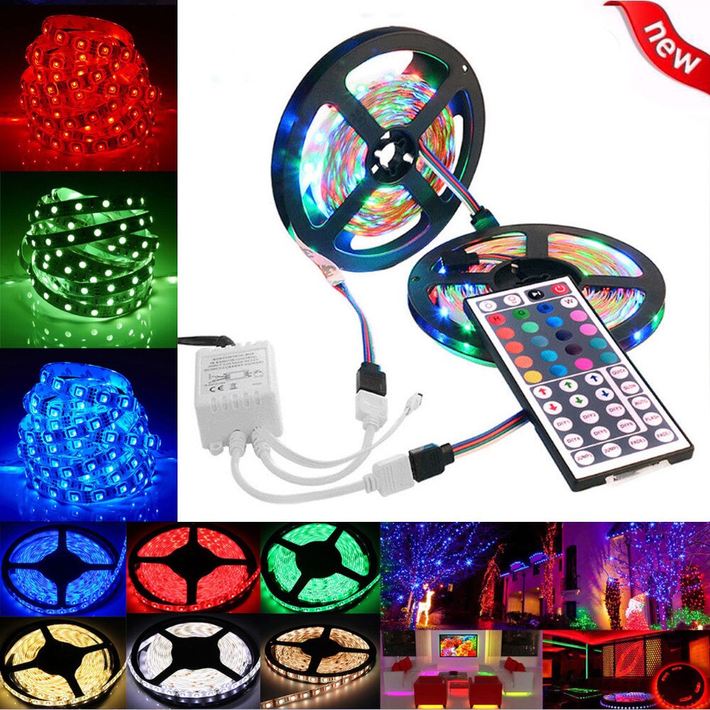 Usb Table Light Rgb Diy Neon 10m 3528 Smd Rgb 600 Led Strip Light +44 Key Ir Remote Control Adapter #ab