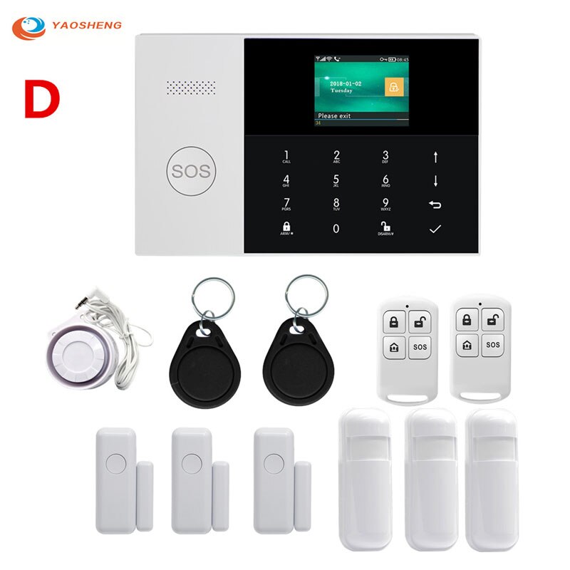 433Mhz Wifi Gsm Alarmsysteem Motion Sensor Sim Sms Gprs Tft Lcd Touch Toetsenbord Bedraad Draadloze Beveiliging alarm Kits