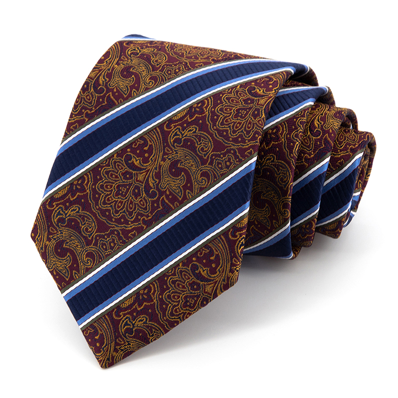 Jacquard 8CM Gentleman Tie Brand Formal Ties For Men Business Suit Work Necktie With Box: Gold