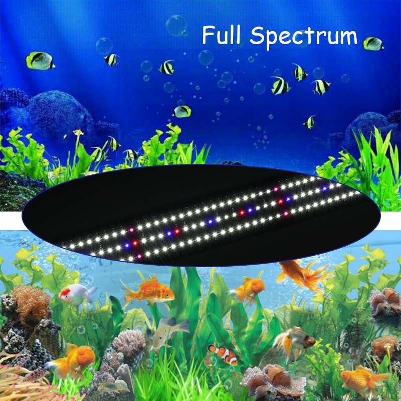 100-105cm 23W Aquarium LED Lighting Fish Tank Light with Extendable Brackets 129 LEDs Full Spectrum Plant Lamp AC100-240V