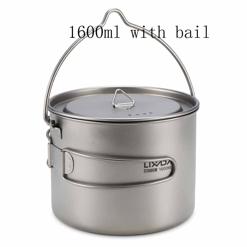 Lixada en plein air titane ultra-léger tasse Pot Portable tasse suspendue couvercle de Pot et poignée pliable équipement de Camping ustensiles de cuisine randonnée: as picture 4