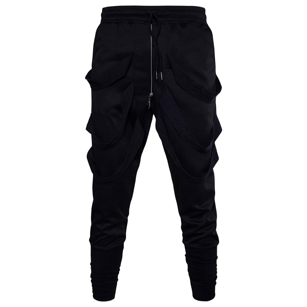 Pantalon sarouel pour homme, style Hip Hop, Baggy, Cross, Streetwear, tendance, ruban noir, jogging