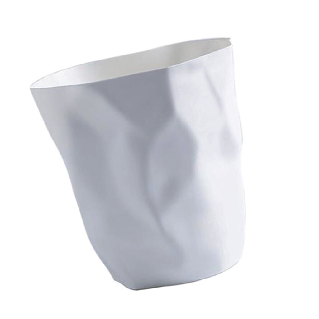 Modern Irregular Trash Can Plastic Wastebasket Dustbin for Home Office Car: White Large