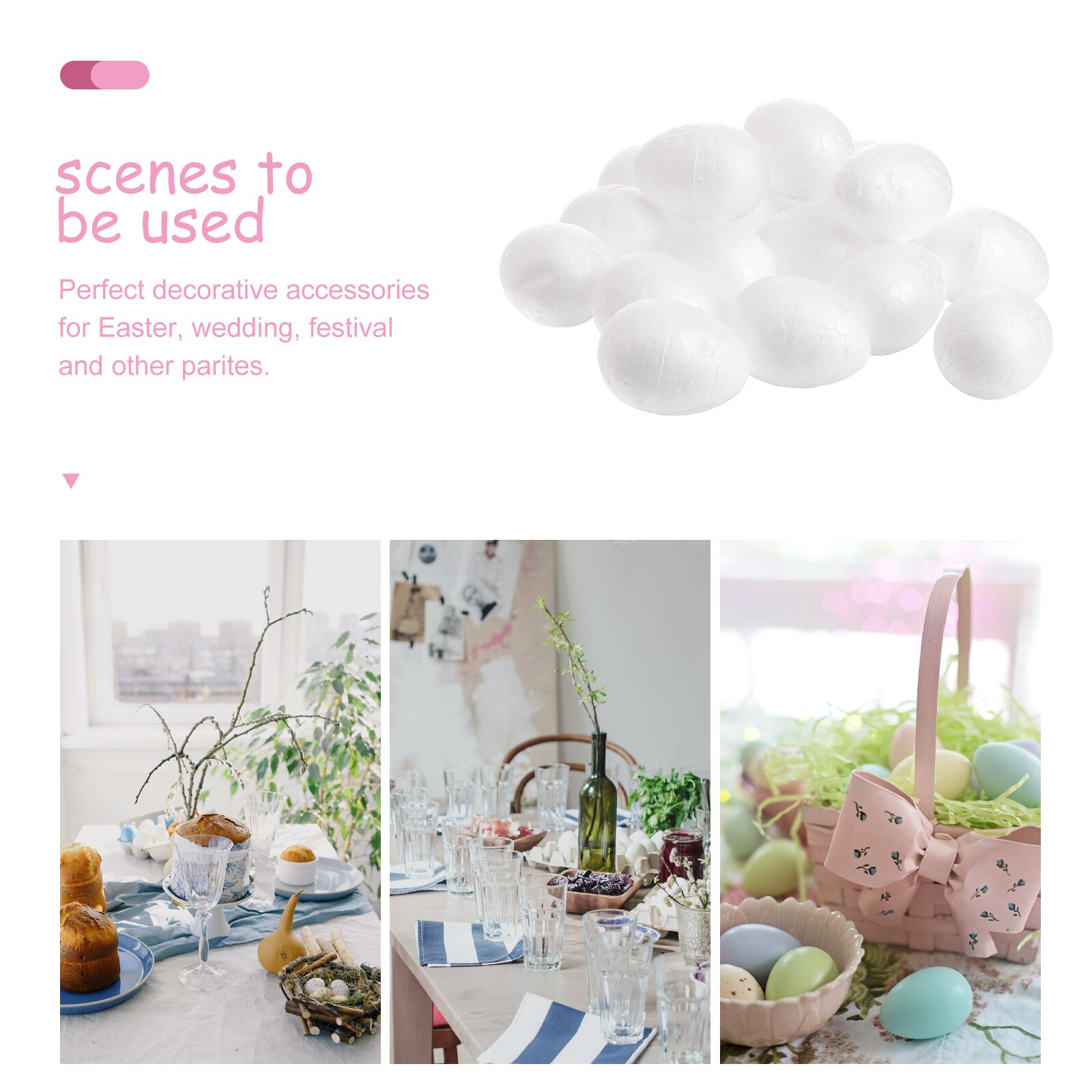 50pcs 3.5cm Durafoam Eggs Styrofoam DIY Easter Egg Crafts Eggs