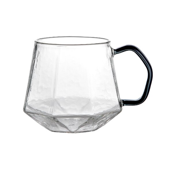 High Borosilicate Glass Cup Glass Mug Glasses Drinking Thick Bottom Cup With Handle 450ML Resistance To Cold Heat: Black Handle