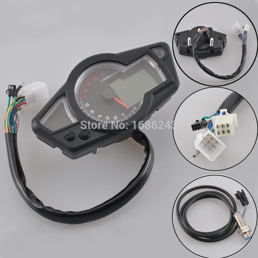 Compteur de vitesse LCD universel pour moto, odomètre numérique, tachymètre, adapté pour 2 et 4 cylindres