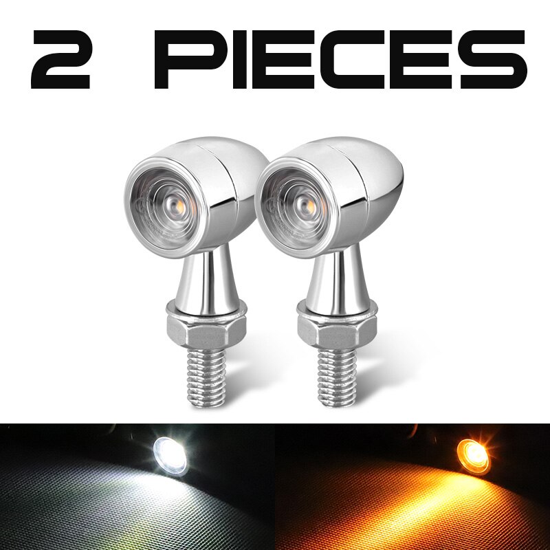 Mini Blinker Light Motorcycle Turn Signal Lights Chrome Black Yellow Red White Rear Indicator Light for Honda Yamaha Suzuki: 2pcs White Yellow