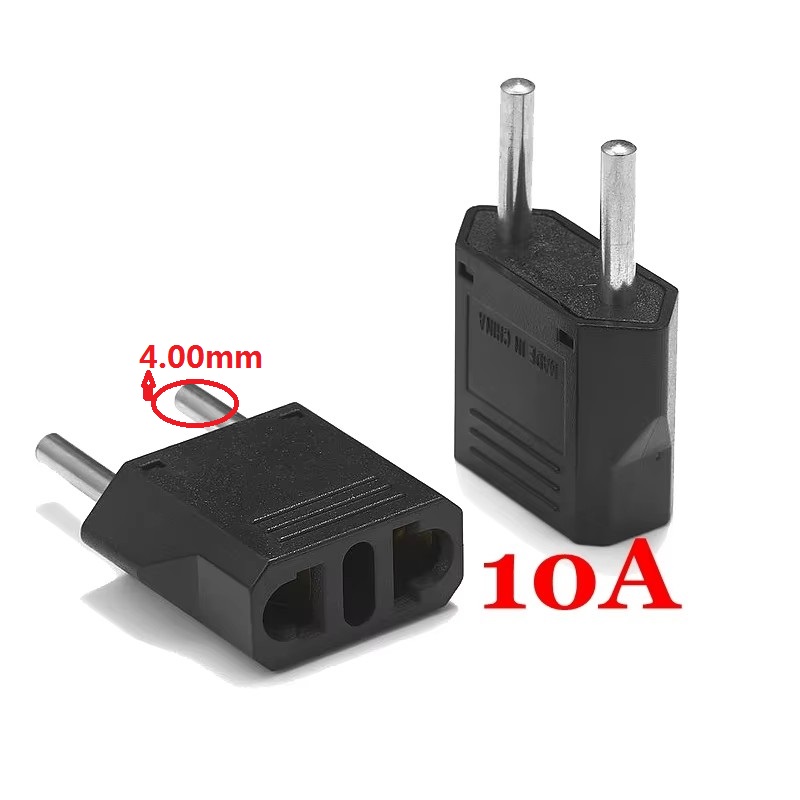 1Pc EU/US/AU Plug Adapter 2 Pins to EU 2 Round 4.00mm Plug Socket Input AC 110V-250V 10A Travel Plug Converter Power Adaptor