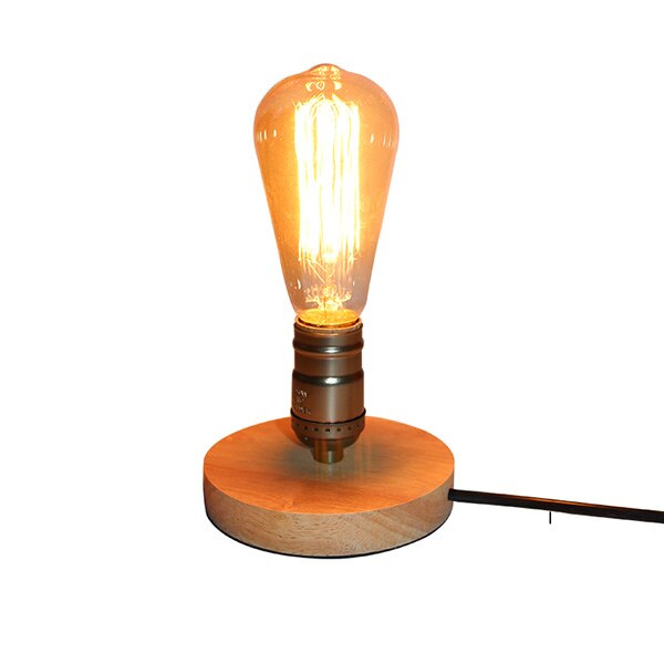 Wooden Aluminum Table Lamp Retro Loft Desk Edison Bulb 110V/220V Night Light Office lamp Bedroom/Living Room/Cafe Lam: Bronze with No Bulb / US Plug