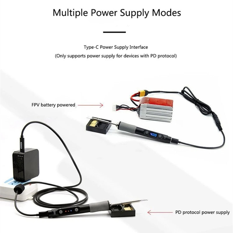 SQ-D60 60W 100-400 ℃ TYPE-C ajustable MINI soldador eléctrico soldadura Digital inteligente fuente de alimentación de herramientas de soldadura PD