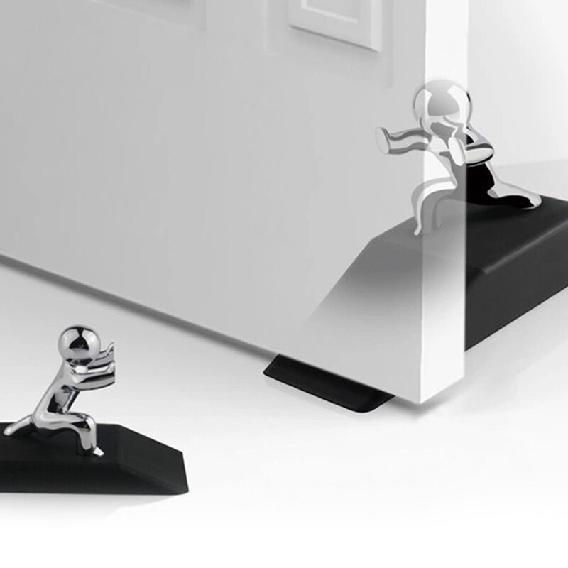 Zinc Alloy Little and Man with Non-slip Rubber Bases Door Stop Safe Anti-collision Door Stopper Rubber Novelty Decorative