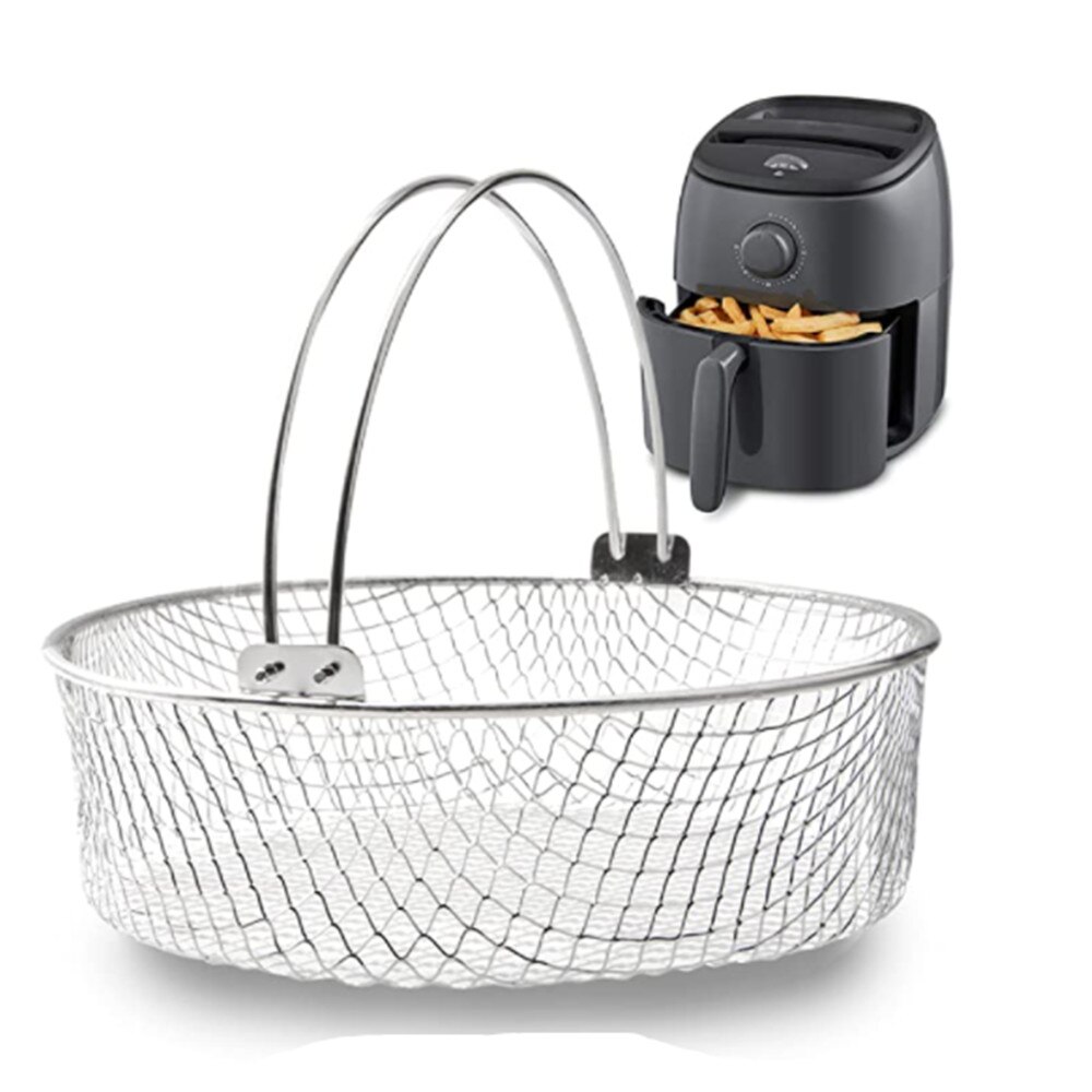 Air Fryer Basket Stainless Steel Mesh Basket for Air Fryer Air Fryer Accessory Basket with Handle
