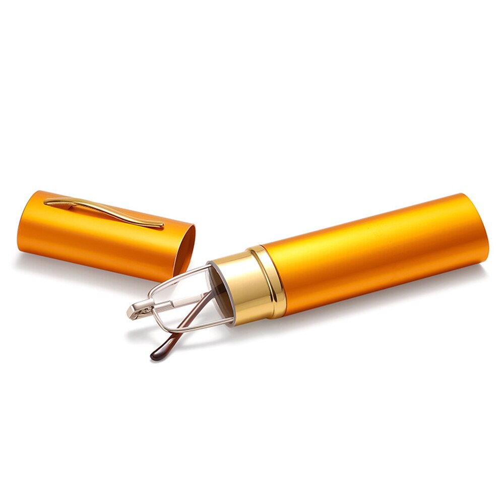 Slim Anti-blue Light Reading Glasses with Tube Case Lightweight Readers Glasses for Men Women Mini Compact Eyewear: Strength 3.0x / yellow