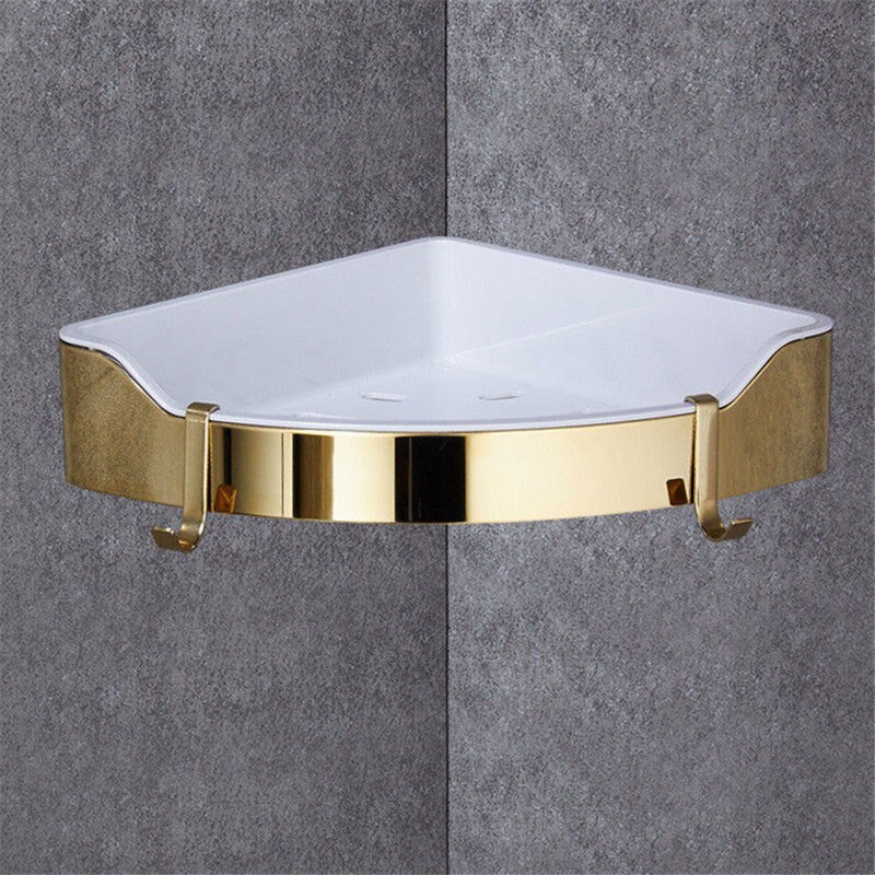 Hoekplank Golden Rvs + Abs Badkamer Planken Chrome Wall Mount Driehoek Douche Caddy Rack Bad Accessoires: gold one tier