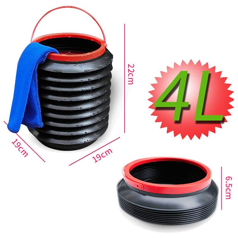 Wash Basin Water Folding Bucket Floded Bin Storage Crate Collapsible Bin Container Pail: 4L