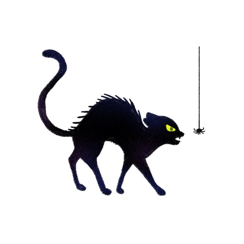 YOJA 23.4X20.8CM Cartoon Pattern Home Decor Halloween Black Cat Spider Wall Decal Toilet Seat Sticker T5-1192