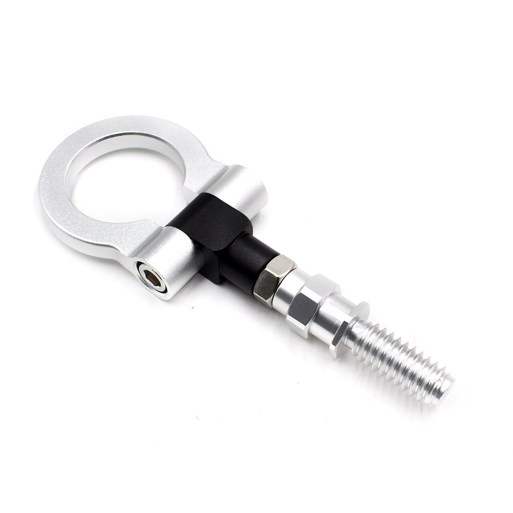 Car Styling Trailer Hooks Sticker Decoration Car Auto Rear Front Trailer Simulation Racing Ring Vehicle Towing Hook: SILVER