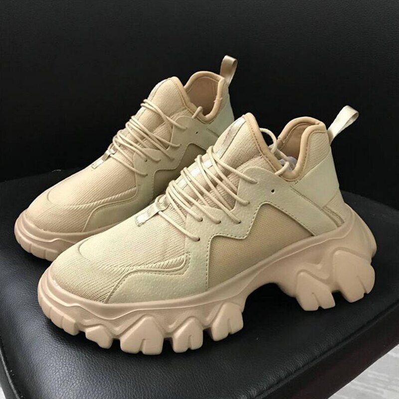 Plattform vår dam sneakers kvinnor skor kvinnliga svarta sneakers med hög sula skor kvinnor hög topp chunky sneakers