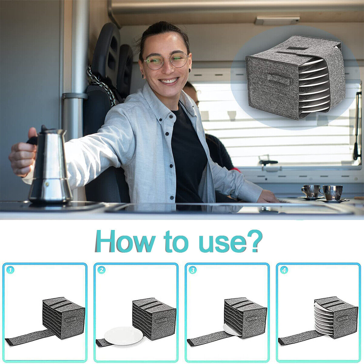 Felt Board Dish Cup Storage Bag Rack Thickened Camping Tableware Container RV Kitchen Cabinet Layered Plate Storage Box Camper