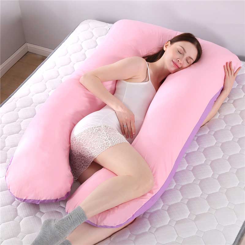 Oreiller pour femme enceinte, enveloppements complets, protection du ventre, coussin de soutien détachable pour maternité, jambes, coussin de puberté: pink purple