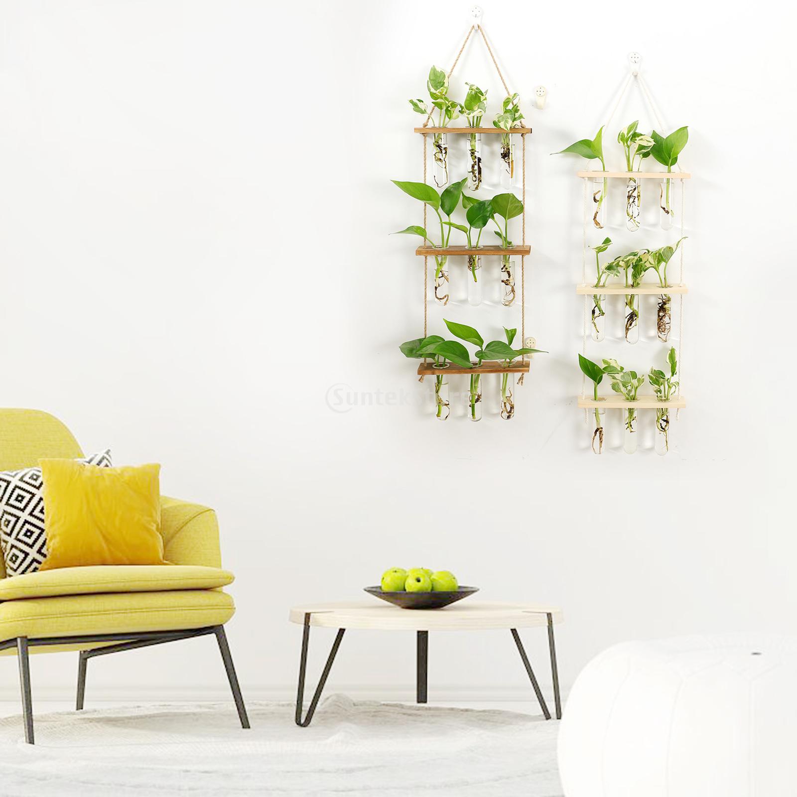 Prüfung Rohre Glas Pflanzer Zauberstab Hängen Terrarium Container Blume Knospe Vase mit Holz Halfter für Ausbreitung Wasserkulturanlage