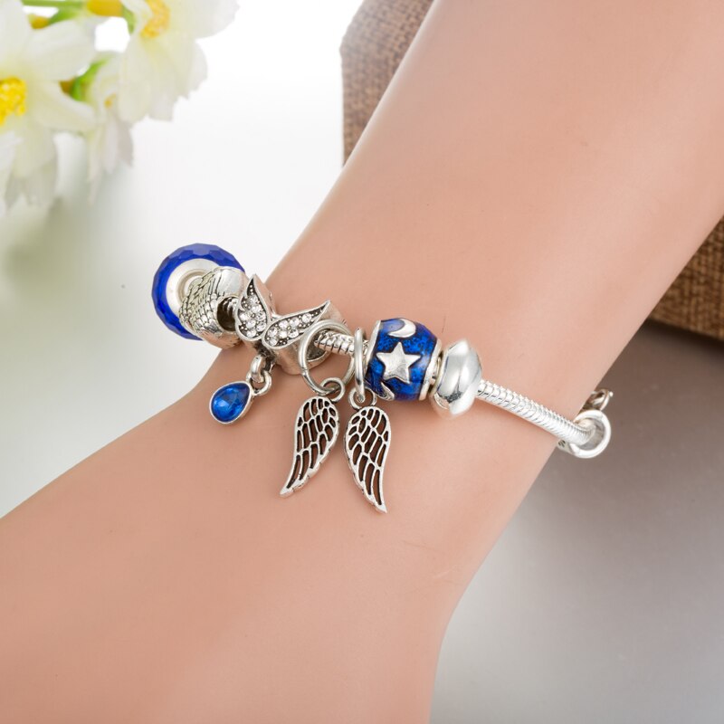 Viovia bedelarmband bangles kralen van veren vleugel voor vrouwen bransoletki damskie fit originele armbanden pulseira  b19055