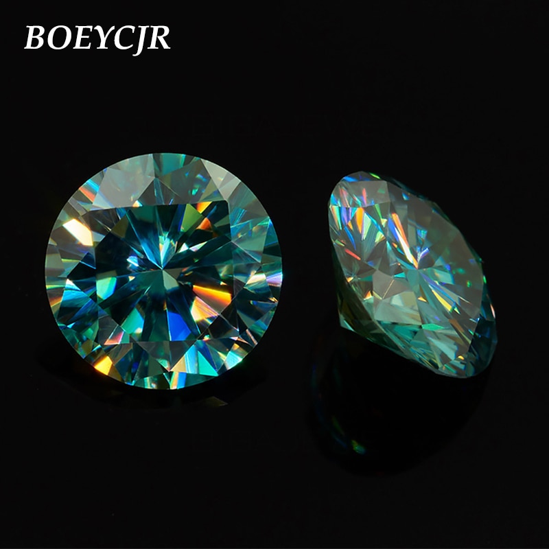 Boeycjr 2ct 8Mm Ronde Briljant Geslepen Blauw Moissanite Losse Stenen VVS1 Uitstekende Cut Sieraden Maken Steen