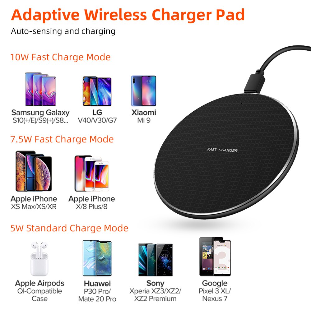 Qi trådløs lader til google nexus 4 5 6 7 poxel 3 /  piksel 3 xl hurtigladeplate til til lg  v30/v30s/g2 thinq  / g6+  cubot  p30