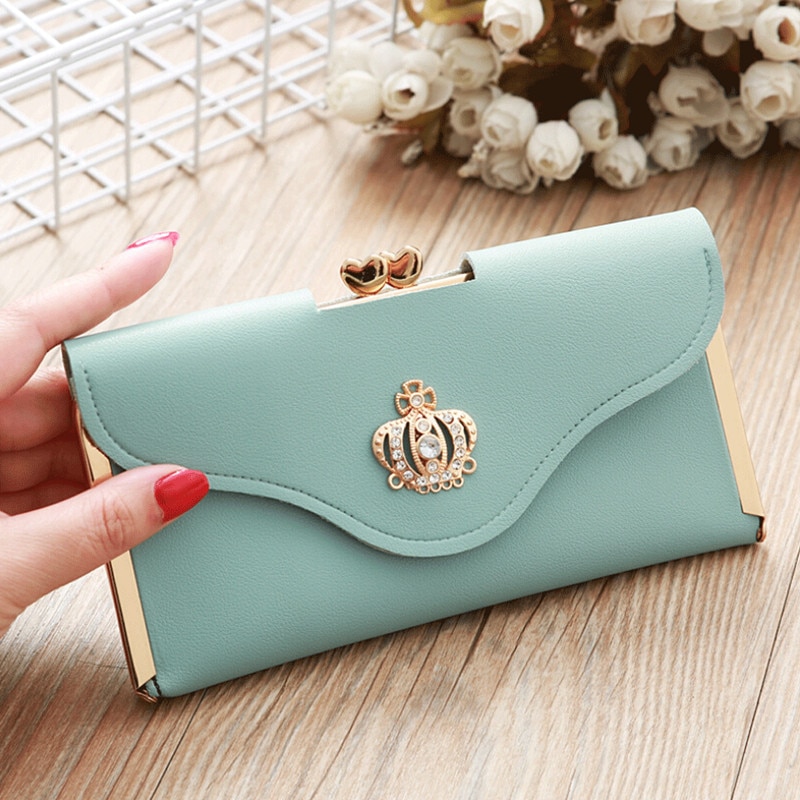 solid Women Lady Clutch Leather Wallet Long Card Holder Phone Bag Case Purse Handbag